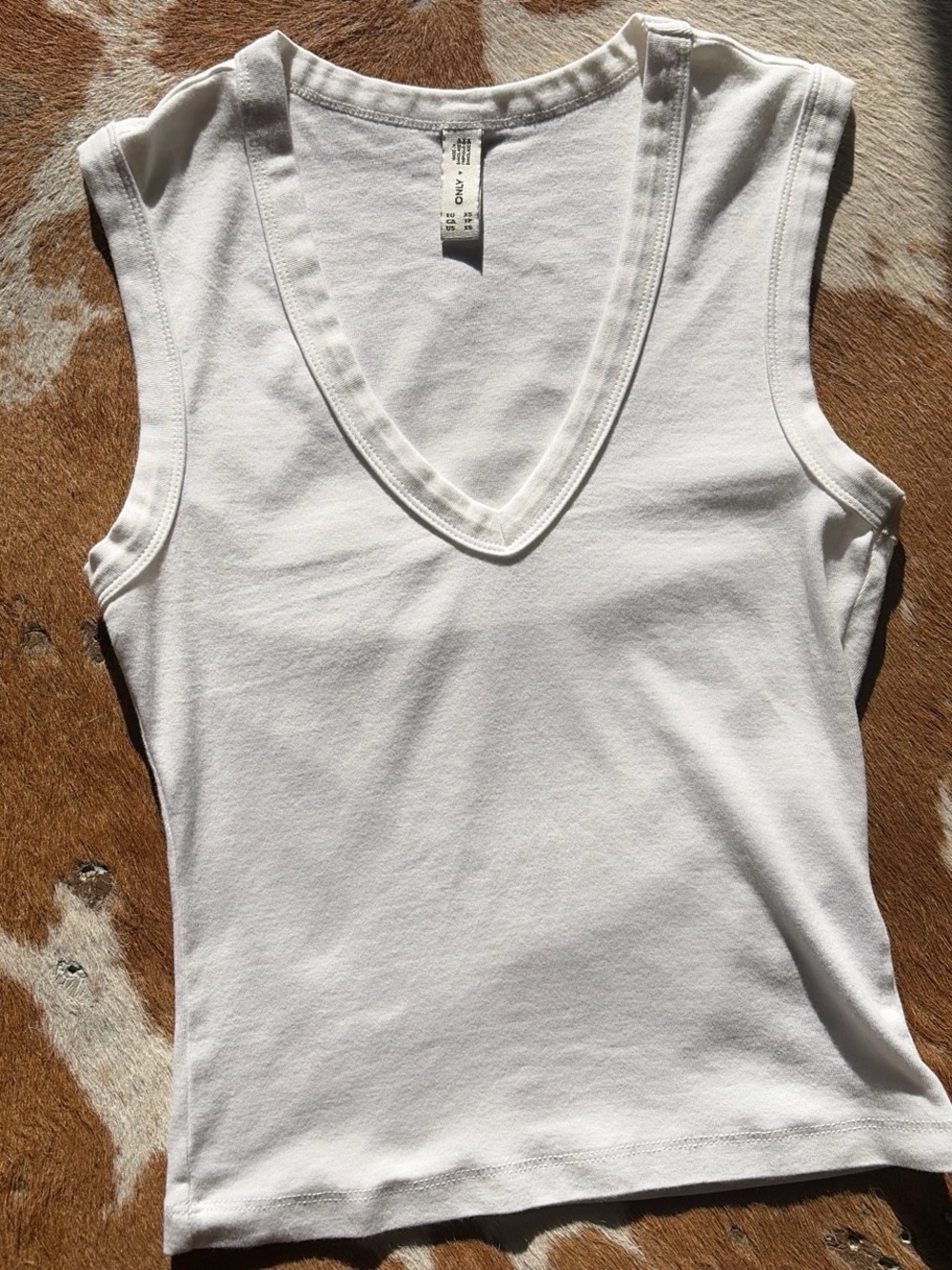 Only White V-Neck Ribbed Tank Top - Women